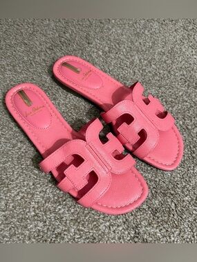 Sam Edelman 7.5 Women pink H-cutout designer pool slides